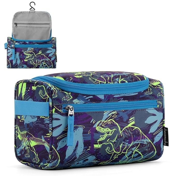 Choco Mocha Kids Toiletry Bag for Boys, Travel Hanging Waterproof Cute Toiletry Bag for Kids Christmas Gifts, Ball Blue