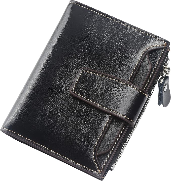 Lavemi Small Compact Women Wallet RFID Blocking Genuine Leather Bifold Purse with ID Windows