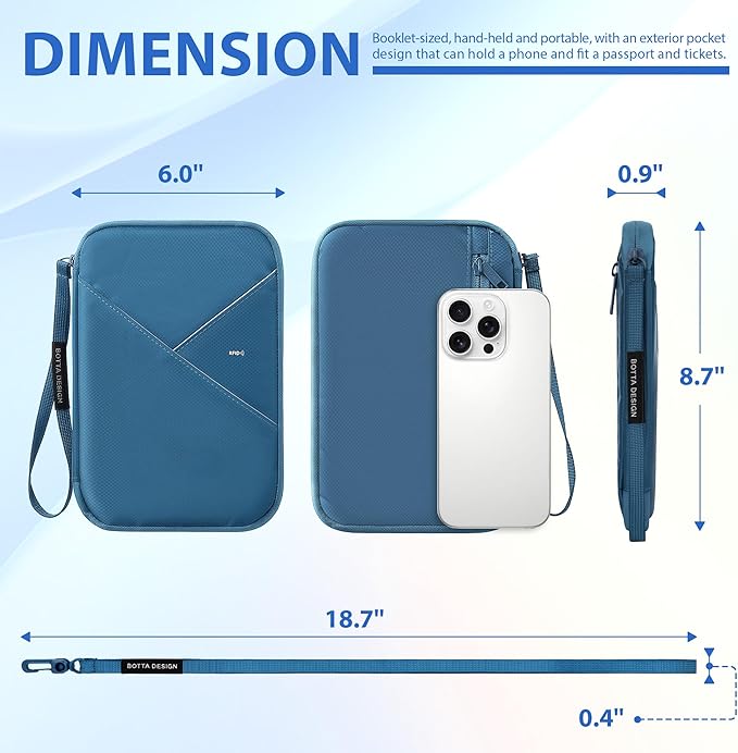 Veki Passport Holder for Travel Women Family, Passport Wallet Bag, RFID Travel Document Organizer, Waterproof Passport Holder for Men, Portable Case for Cards, Cash, Tickets, ID (Navy Blue, L)