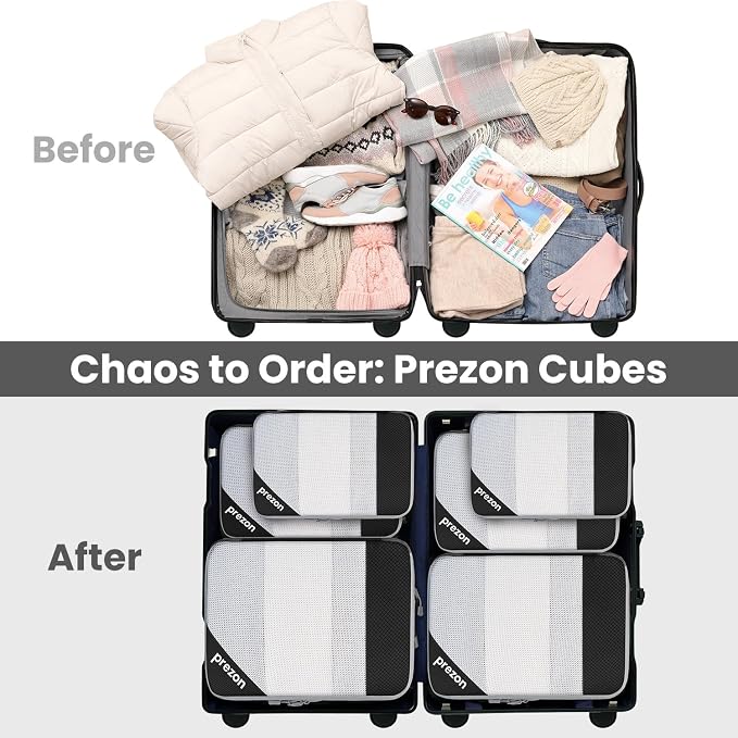Compression Packing Cubes for Travel, Lightweight Vacation Travel Essentials, Travel Accessories for Suitcase Organizer Bags Set, Durable Luggage Organizer