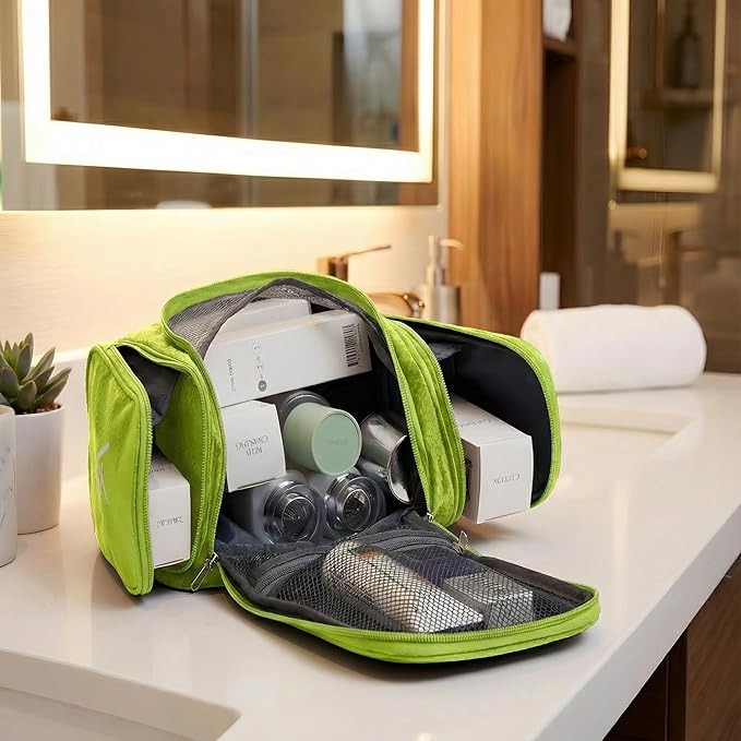 Bago Travel Toiletry Bag for Women and Men X-Large Waterproof Hanging Large Toiletry Bag for Bathroom and Travel Bag for Toiletries Organizer - Makeup Bag (Green)