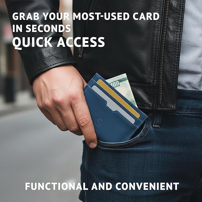Vaultskin MOORGATE Slim Card Holder – Minimalist Leather Wallet with RFID Blocking, Front Pocket Credit Card Case for Men & Women