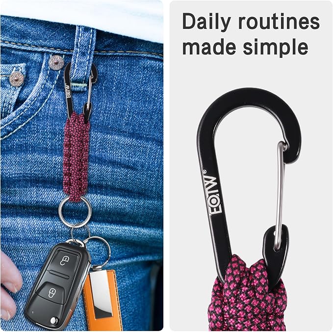 EOTW Carabiner Keychain,Paracord Keychain Small Aluminum Clip D Ring for Camping, Hiking, Fishing, Or As A Key Organizer