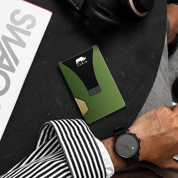 furid Minimalist Card Wallet for Men Slim: Rfid Metal Wallet with Money Clip Credit Card Holder - Gift for Man Husband at Brithday Stocking Stuffers
