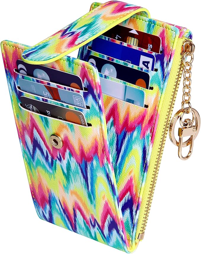 Badiya Slim Women Wallet RFID Blocking Bifold Compact 9 Card Slots Holder Wallets Soft Leather with Zipper Coin Pocket 2 ID Window