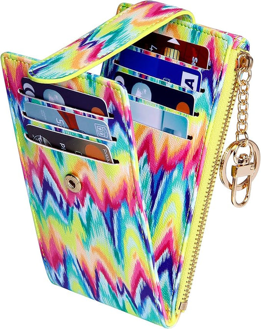 Badiya Slim Women Wallet RFID Blocking Bifold Compact 9 Card Slots Holder Wallets Soft Leather with Zipper Coin Pocket 2 ID Window