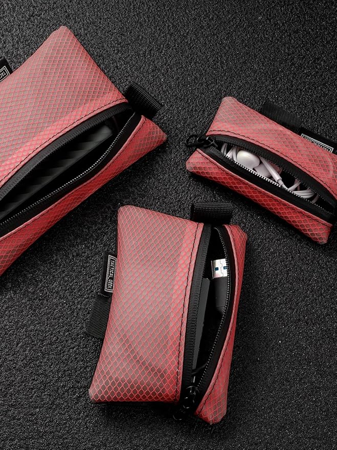 TACTICAL GEEK Storage A5 EDC Storage Pouch Set, Molle EDC Gadget Pouch, Multi-Functional Utility Small Tool Pocket for Daily Carry (Red)