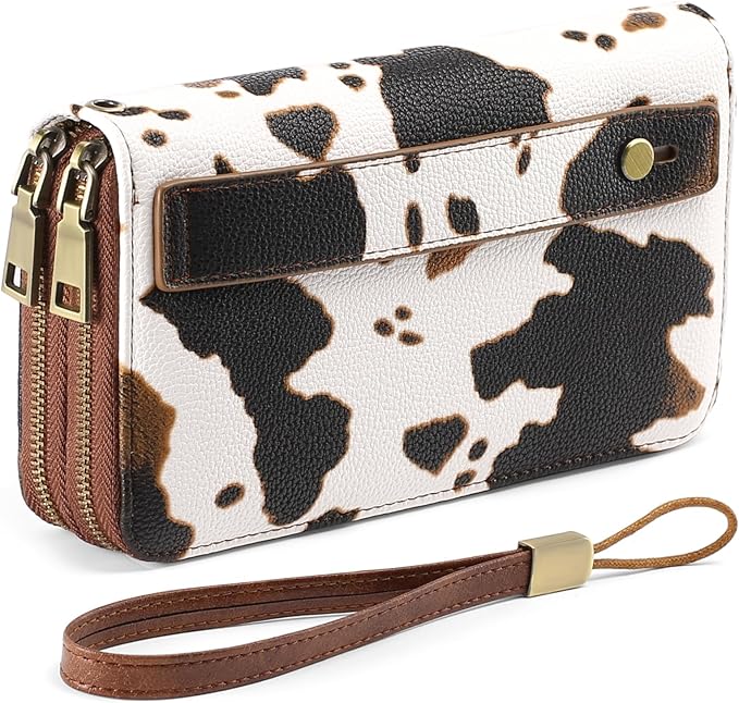 GAEKEAO Wallet for Women Clutch RFID Blocking Wristlet Leather Purse Large Capacity Credit Card Holder with Grip Hand Strap