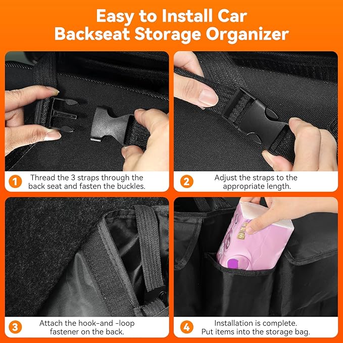 Trunk Organizer for SUV, 43" x 19" Large Capacity Car Organizers and Storage, Backseat Hanging Storage Bag with 10 Pockets, Adjustable & Waterproof Car Interior Accessories for SUV Truck MPV