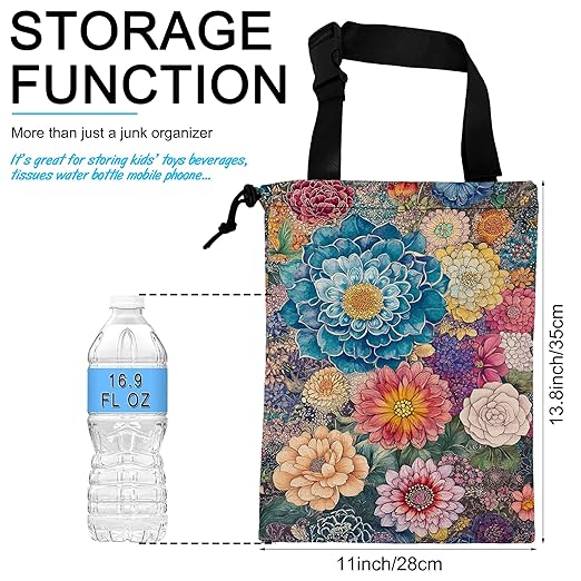 Car Trash Bag Hanging Blooming Flowers Car Trash Can Waterproof Garbage Bag Hanging for Car Back Seat