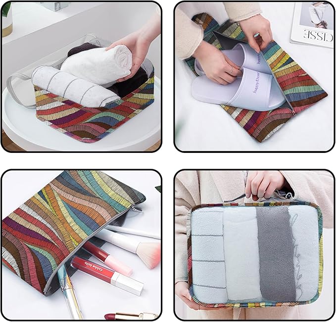 7 Set Packing Cubes Travel Luggage Organizers for Suitcase Travel Accessories with Shoe Bag for Girls Women Aesthetic Cute Boho Bohemian-Colorful