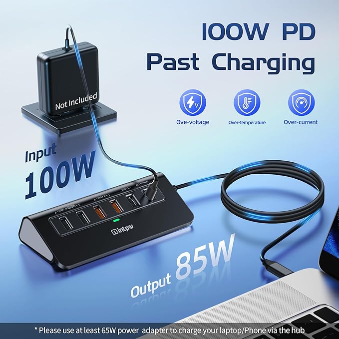 P9R PRO USB C Hub Ethernet, 10Gbps Laptop Docking Station 10-in-1 with USB-C & 2 USB-A 3.2 Data, LAN, 4K@60Hz, 2 USB A 2.0, PD 100W, SD/TF Ports, 3.28FT USB C Docking Station for PC, iPhone 17, Mac