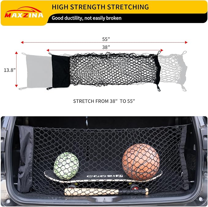 Cargo Net Compatible with 2014-2025 Kia Sorento Truck Bed Cargo Net 3.18'×1.15' Double Layer Envelope Style Dense Mesh Trunk Organizer for 2024 Sorento Exterior Accessories