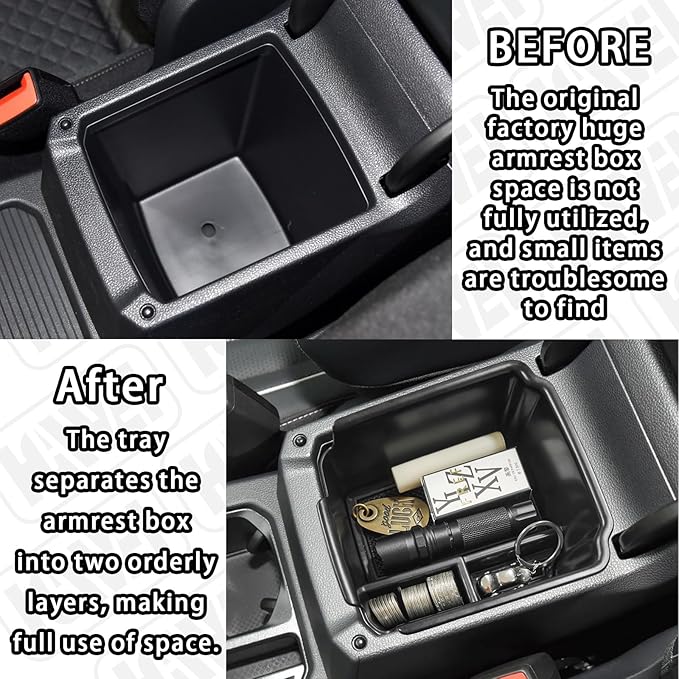 HGWEI Center Console Organizer Compatible with VW Tiguan 2018 2019 2020 2021 2022 2023 2024 And Volkswagen Taos 2022-2025, ABS Insert Tray Armrest Storage Box Interior Accessories, Black