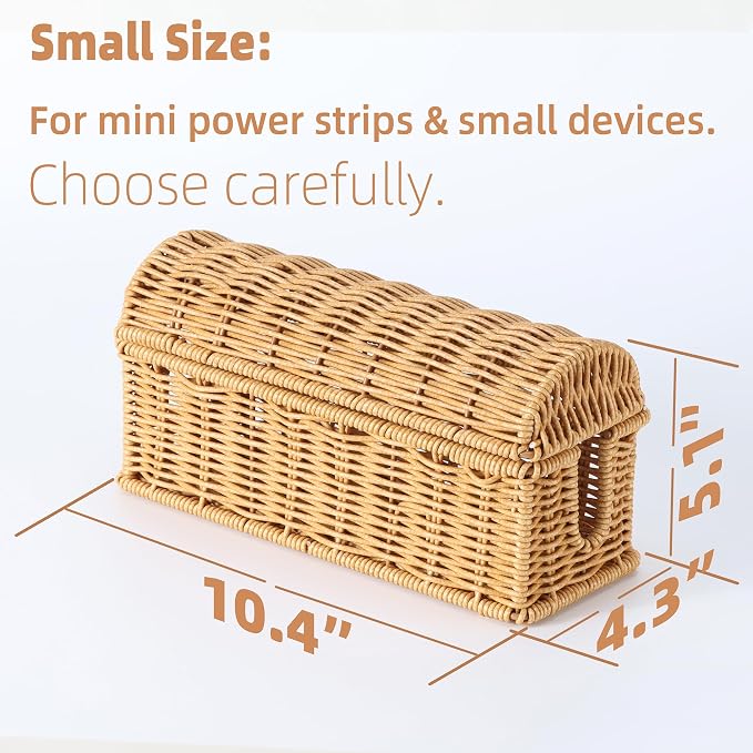 Small Basket to Hide Cords Specially Designed for Small Size Power Strips | Ventilated Wire Basket Only for Mini Power Strips