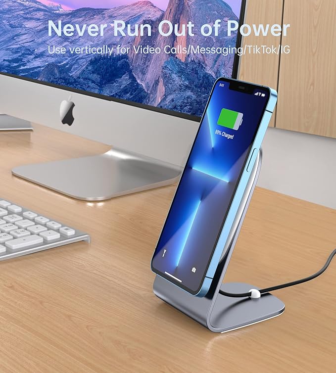 Magnetic Wireless Charger for iPhone 17/16/15/14/13/12 - Mag Charger+20W USB C Adapter, Fast Wireless Charging Stand/Pad with 5ft Cable for iPhone 17/16/15/14/13/12 Pro Max Plus Mini 17 Air,Gray