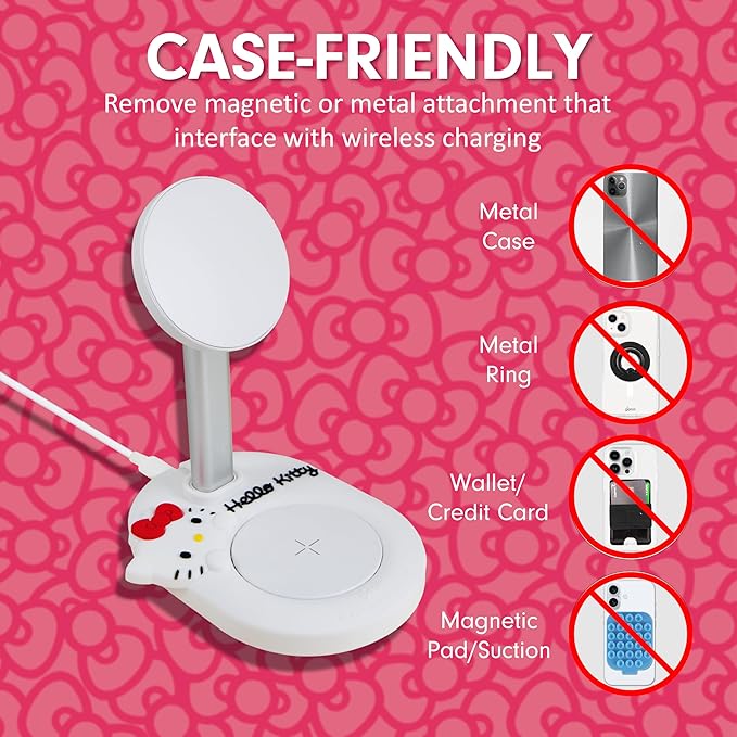 Sonix x Sanrio MagSafe Compatible 2-in-1 Charger Stand, Magnetic Wireless Charging Station for iPhone 17/16/15/14/13/12, AirPods Pro w/USB-C Cable | Hello Kitty