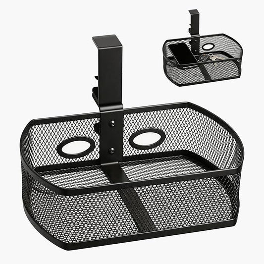 Clamp On Desk Organizer, Hanging Desk Shelf with Clamp, Metal Mesh Desk Drawer Attachment for Office Supplies, Phone, Pens, Glasses, No Drill Under Desk Storage