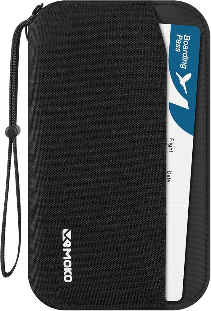 MoKo Family Passport Holder for 5, RFID Blocking Passport Wallet for Men Women, Travel Wallet Holder with Multiple Compartments, Travel Document Organzier for Cards, ID, Tickets, Keys, Black