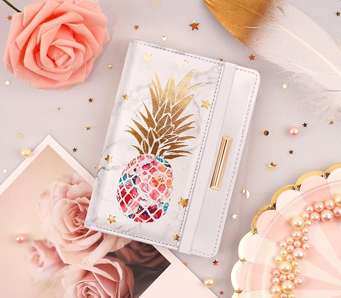 Passport Holder Cover,Traveling Passport Case Cute Passport Wallet for Women,Gold Pineapple