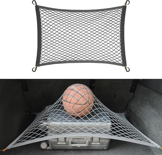 Elastic Cargo Net for SUV, Car Trunk Net Organizer with ABS Hook Storage Mesh Cargo Nets 27.5 x 19.6 Inch for Truck Bed Tailgate Netting Accessories Gray