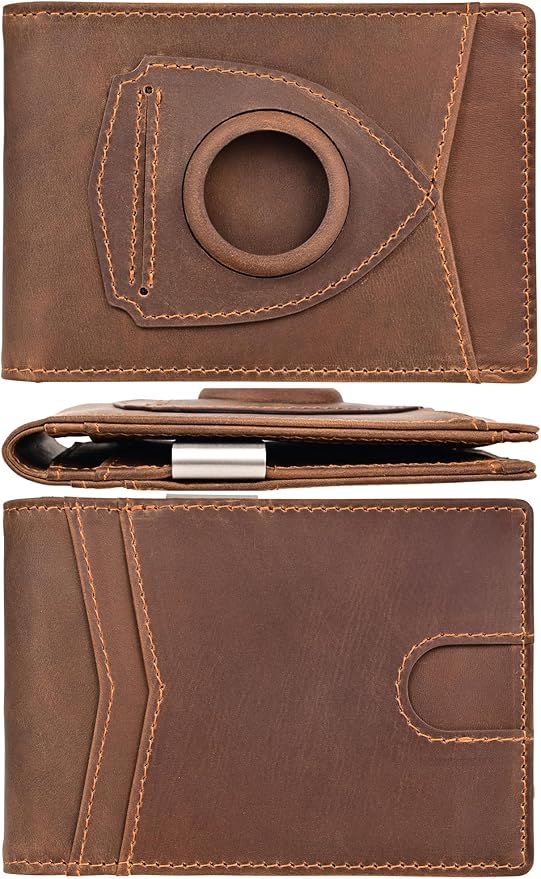 kinzd Slim Wallet with Money Clip RFID Blocking Minimalist Bifold Wallet for Men Genuine Leather Front Pocket Card Holder