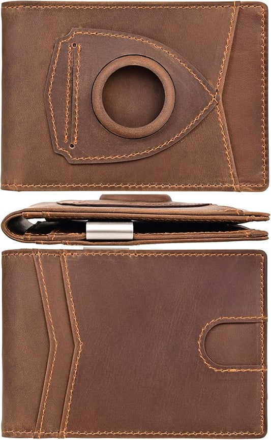 kinzd Slim Wallet with Money Clip RFID Blocking Minimalist Bifold Wallet for Men Genuine Leather Front Pocket Card Holder