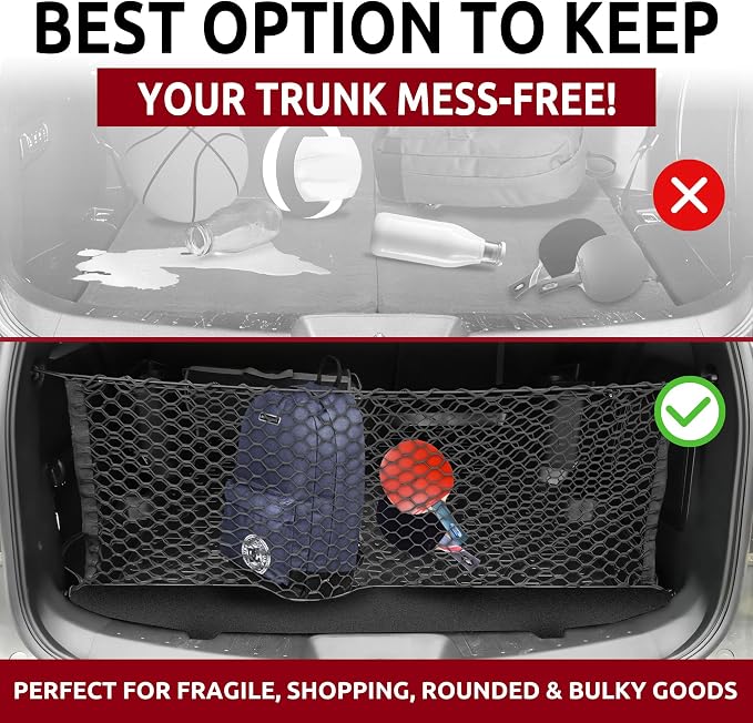 Envelope Style Automotive Elastic Trunk Mesh Cargo Net for Ford Explorer Base Sport XLT 2011-2025 - Premium Trunk Organizer and Storage - Luggage Net for SUV - Best Car Organizer for Ford Explorer