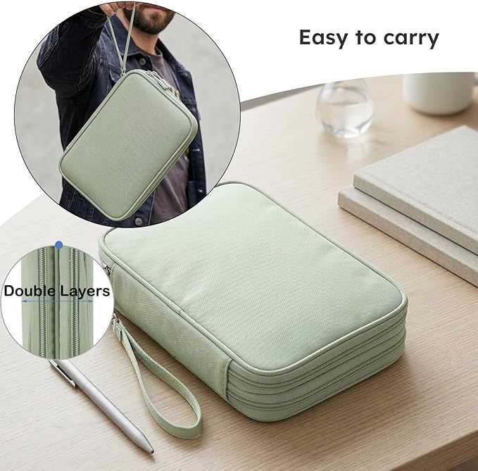 CAAORDKSO Electronics Organizer Travel Case, Large Cable Organizer Bag Water Resistant Double Layers Accessories Storage Bag Pouch, for Cord, Charger, USB, Power Bank, Earphone (Mint Green, X-Large)
