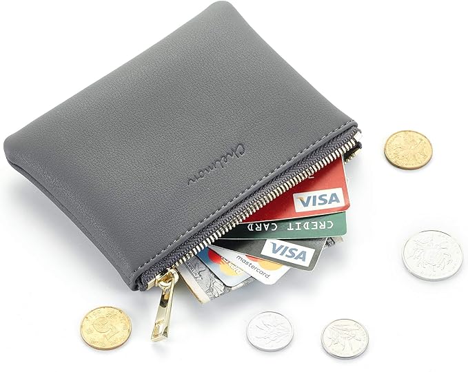 Chelmon Vegan Leather Coin Purse Pouch Change Purse With Zipper For Men Women