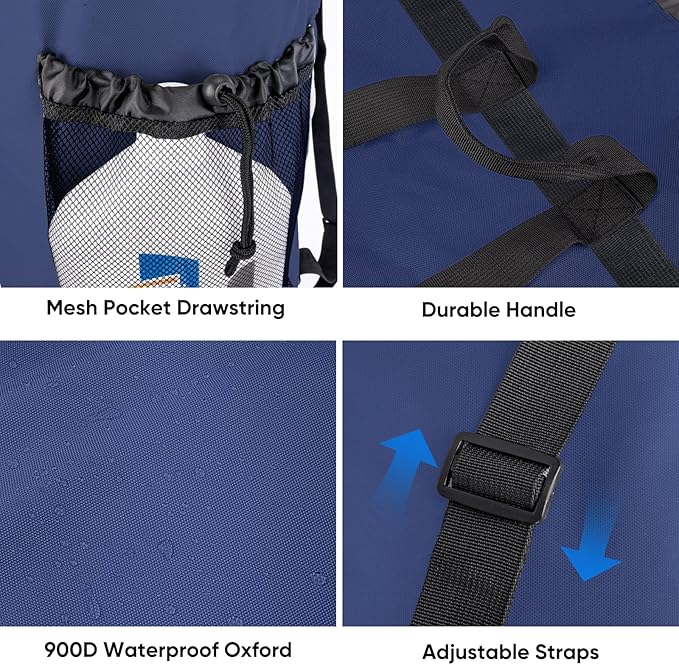 BALEINE 150L Laundry Bag Backpack, 900D Oxford Fabric Large Travel Laundry Bags with Shoulder Straps and 2 Mesh Pockets for College Dorm, Apartment, Laundromat (Navy, 150L)