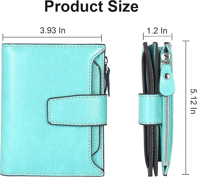 Lavemi Small Compact Women Wallet RFID Blocking Genuine Leather Bifold Purse with ID Windows