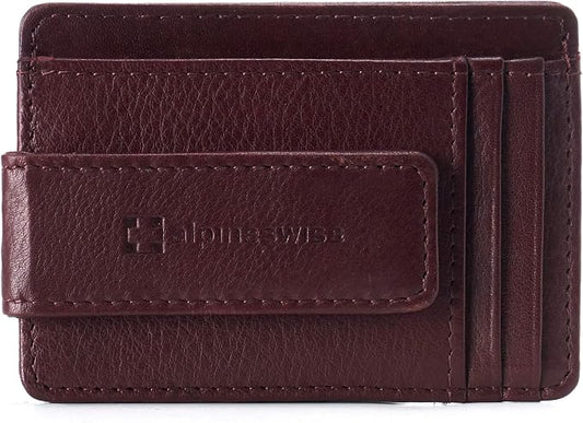 alpine swiss Harper Mens RFID Slim Money Clip Front Pocket Wallet Minimalist Leather ID Card Holder | RFID