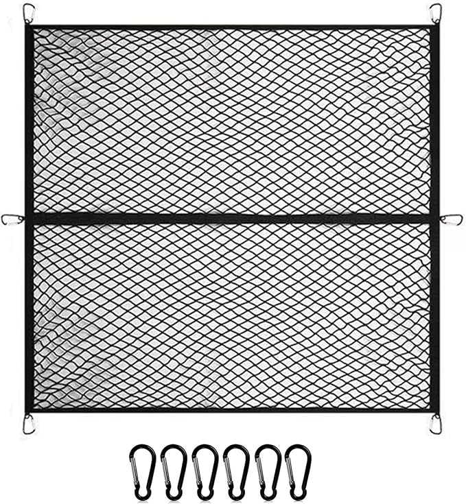 Cargo Net Suitable for Daily Light Loads of SUV Trucks,Mesh Organizer 4'x4' Stretches to 7'x7',Highly Elastic Truck Bed Net for Pickup Truck Bed