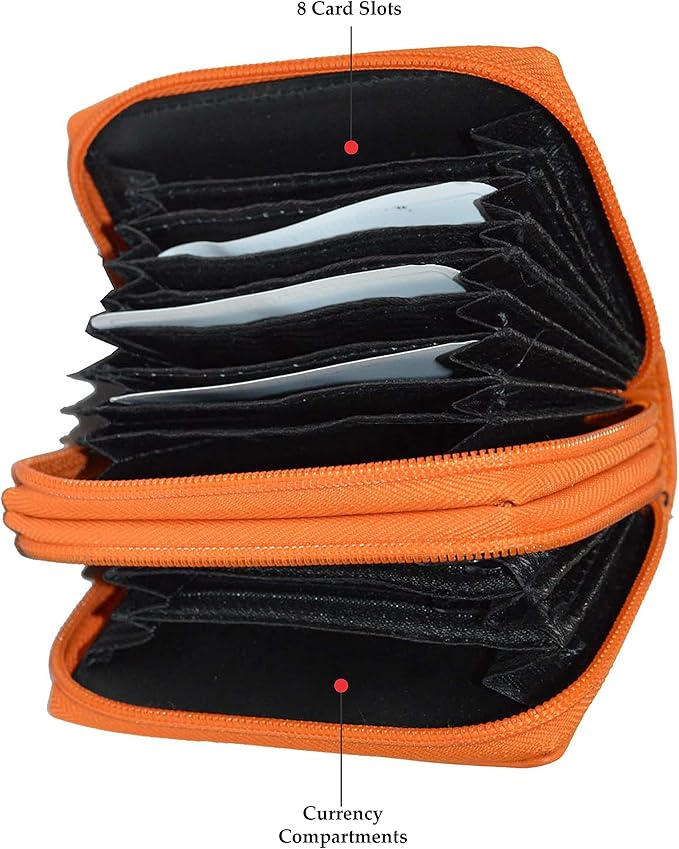 Leatherboss Leather RFID Identity Safe Double Zippered Accordion Wallet