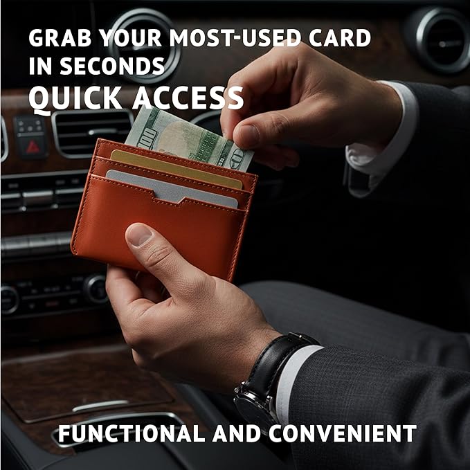 Vaultskin MOORGATE Slim Card Holder – Minimalist Leather Wallet with RFID Blocking, Front Pocket Credit Card Case for Men & Women