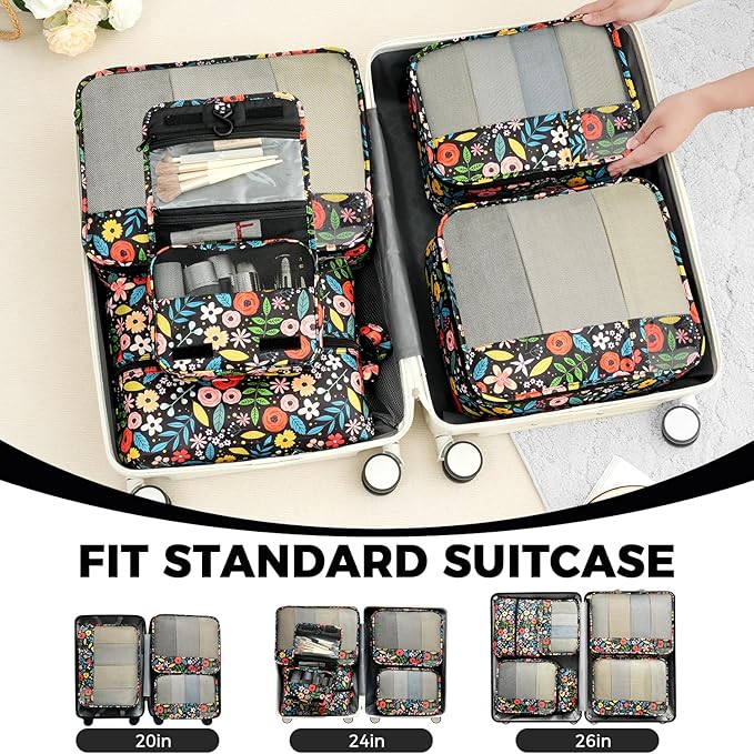 BAGAIL 9 Set Packing Cubes with Packing List Luggage Packing Organizers for Travel Accessories