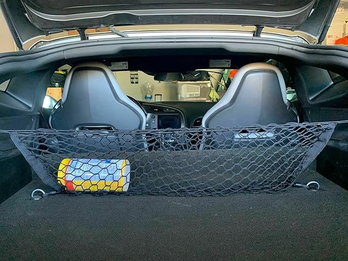Trunk Organizer Cargo Net for Chevrolet Corvette C7 2014-2019 – Envelope Style Cargo Net for Coupe-Premium Mesh Car Trunk Organizer Vehicle Carrier Storage–Compatible with Corvette C7