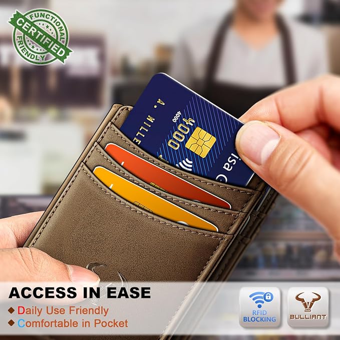 BULLIANT Slim Wallet For Men 12Cards,Magnetic Flip Build-in Money Clip Airtag Compatible-RFID Blocking