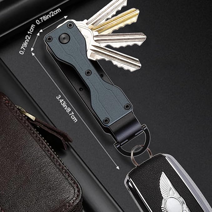 Compact Metal Key Organizer Minimalist Key Holder Secures 1-5 Keys | Durable solid metal key case, slim pocket design, safely holds up to 5 keys, lightweight portable daily keychain accessory