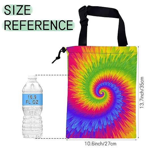 Rainbow Tie Dye Car Garbage Bag,Waterproof Small Car Trash Bag Hanging Back of Seat,Drawstring Hanging Car Trash Bag with Adjustable Buckle for Car Accessories
