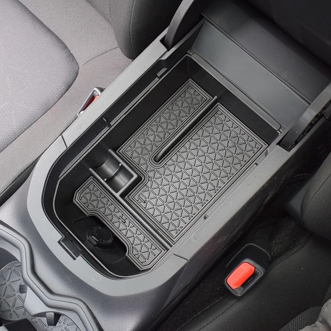 TACORBO Center Console Organizer Compatible with Toyota RAV4 2019 2021 2020 2022 2023 2024 2025 and 2021-2024 2025 RAV4 Prime Accessories, Armrest Secondary Storage Box Insert Tray, Black Trim