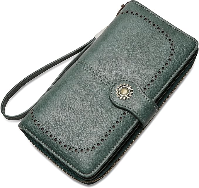 TFKGS Wallet for Women RFID Blocking Leather Large Capacity Card Holder Ladies Phone Clutch Travel Long Purse Wristlet | RFID Blocking, Leather, Large Capacity, Ladies, Travel
