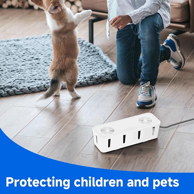 Cable Management Box, Cable Organizer Box and Power Strip Box, Power Strip Protector Box - Wire Box Hider for Desk - 10 Open Slots (White)