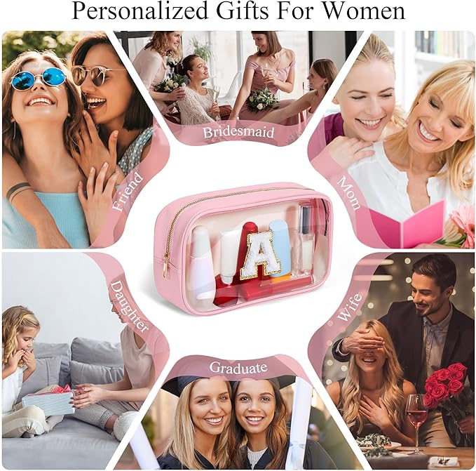 YOOLIFE Teacher Appreciation Gifts for Teacher Mothers Day Gifts for Mom Women Travel Makeup Bag for Teachers Clear Makeup Bags Cosmetic Bag Birthday Gift for 6 7 8 9 10 11 12 Year Old Girls Pink K