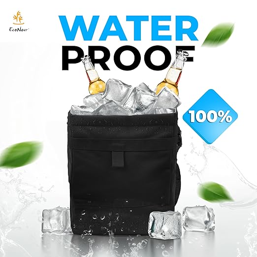 EcoNour Foldable Car Trash Bag Hanging, Garbage Bag and Waterproof Trash Can for Car, Leakproof Trash Can, SUV and Truck Seat Backs, Home, Office - Holds 2.5 Gallons (Black)