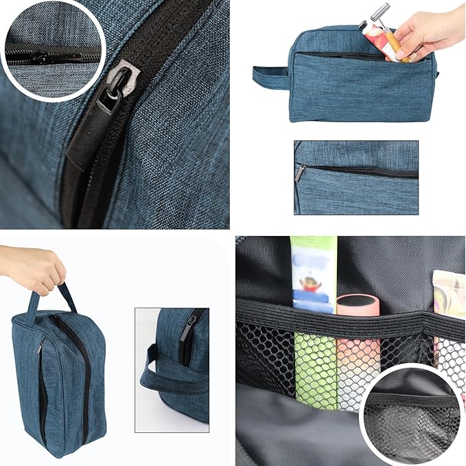 Travel Toiletry Bag - Durable Waterproof Material with Multi-Compartment Organization, Compact Size, Lightweight Portable Hanging Dopp Kit for Toiletries & Travel Accessories (blue)