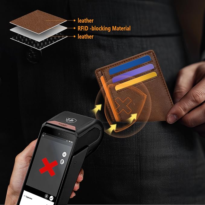 Travelambo Slim Minimalist Wallet for Men, RFID Blocking Credit Card Holder, Front Pocket ID Card Case, Gifts for Men, Husband, Boyfriend, Teenage