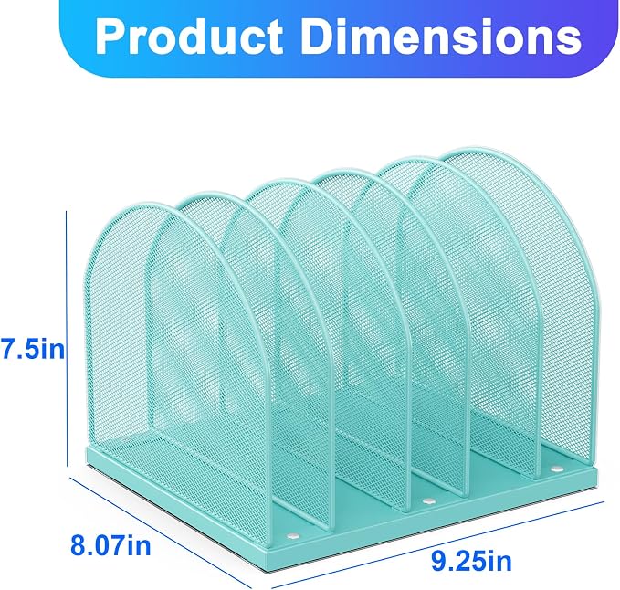 gianotter Desktop File Organizer, Desk Organizer with 5 Compartments, Paper Organizer for Desk, Workspace Organizers for Office Supplies (Blue, Upright Style)