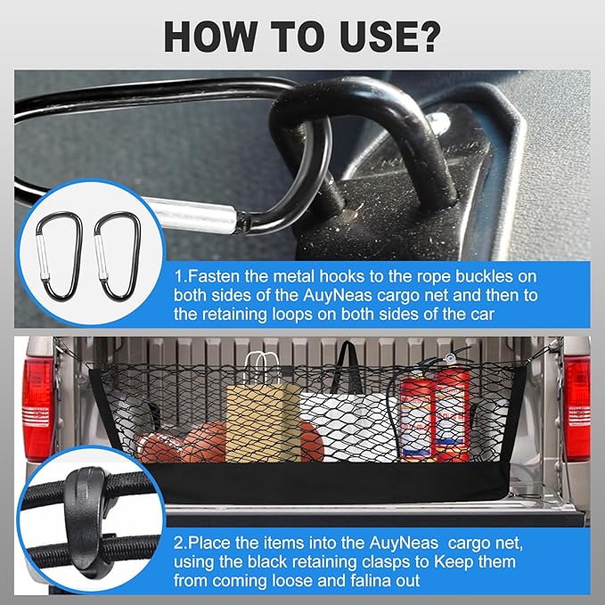 for Dodge Durango Chevy Equinox Envelope Style Truck Bed Cargo Net - Fits 2013-2024 2025 2026 Durango Equinox Accessories Cargo Net for Pickup Truck Bed - Heavy Duty Carabiners